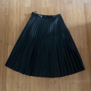 7 For All Mankind Pleated Pleather Midi Skirt